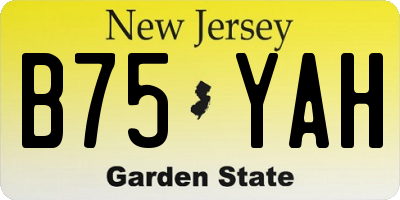 NJ license plate B75YAH