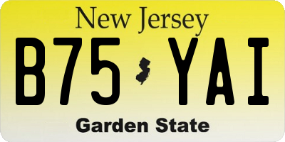 NJ license plate B75YAI