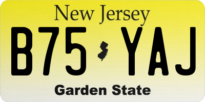 NJ license plate B75YAJ