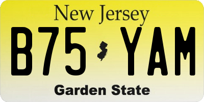 NJ license plate B75YAM