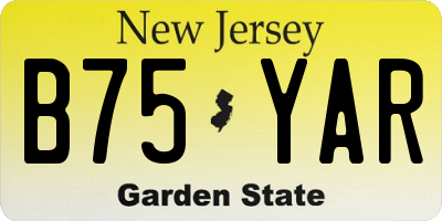 NJ license plate B75YAR