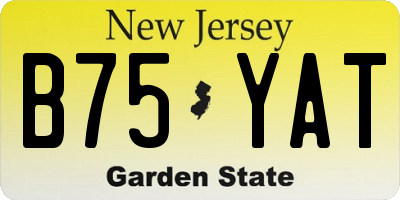 NJ license plate B75YAT