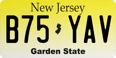 NJ license plate B75YAV