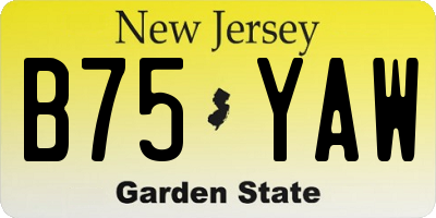 NJ license plate B75YAW