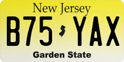 NJ license plate B75YAX