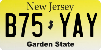 NJ license plate B75YAY