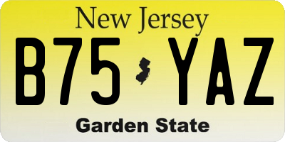 NJ license plate B75YAZ