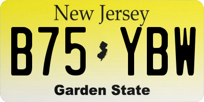 NJ license plate B75YBW