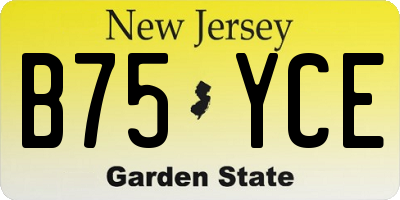 NJ license plate B75YCE