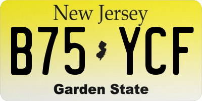 NJ license plate B75YCF