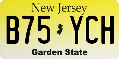 NJ license plate B75YCH