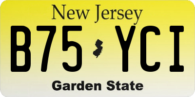 NJ license plate B75YCI