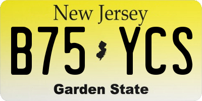 NJ license plate B75YCS
