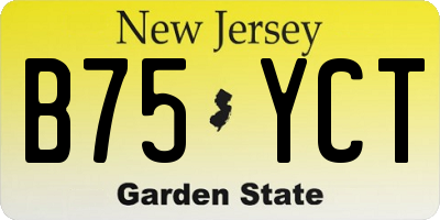 NJ license plate B75YCT