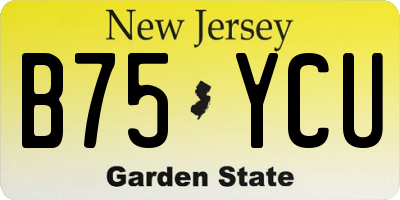NJ license plate B75YCU