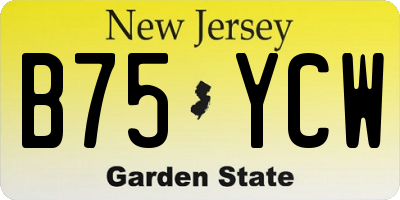 NJ license plate B75YCW