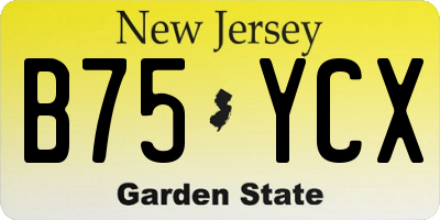NJ license plate B75YCX