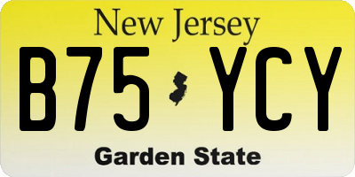 NJ license plate B75YCY