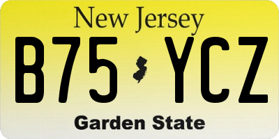 NJ license plate B75YCZ