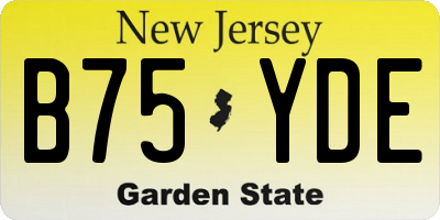 NJ license plate B75YDE