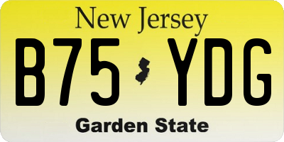 NJ license plate B75YDG