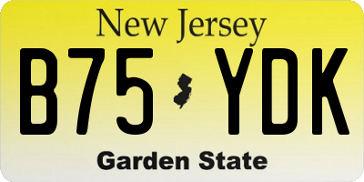 NJ license plate B75YDK