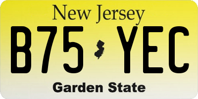 NJ license plate B75YEC