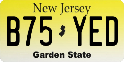 NJ license plate B75YED