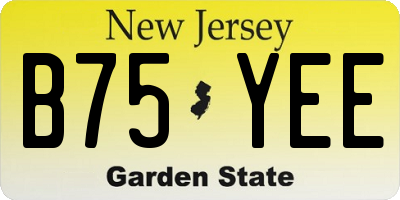 NJ license plate B75YEE