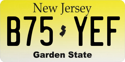 NJ license plate B75YEF