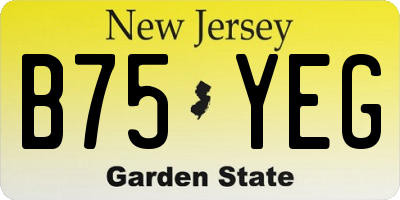 NJ license plate B75YEG