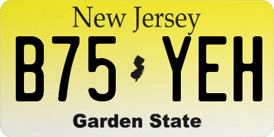 NJ license plate B75YEH
