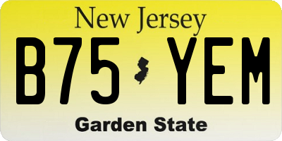 NJ license plate B75YEM