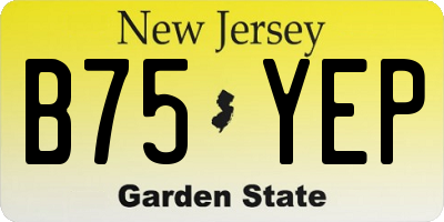 NJ license plate B75YEP