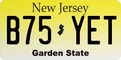 NJ license plate B75YET