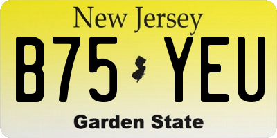 NJ license plate B75YEU