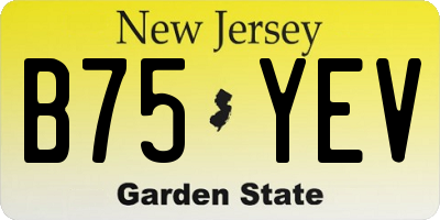 NJ license plate B75YEV