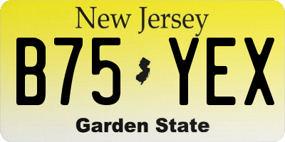 NJ license plate B75YEX