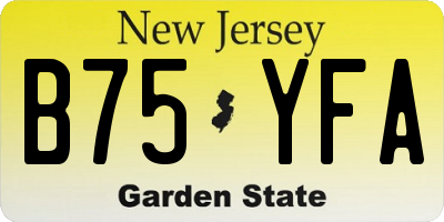 NJ license plate B75YFA