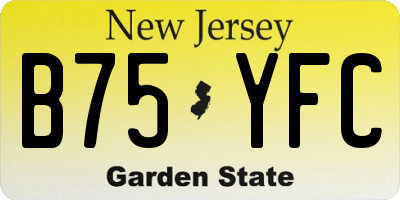NJ license plate B75YFC