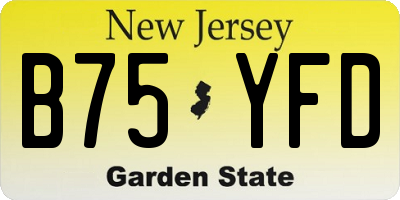 NJ license plate B75YFD