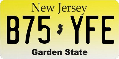 NJ license plate B75YFE