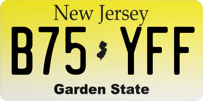 NJ license plate B75YFF