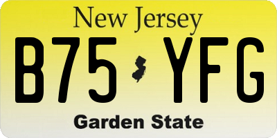 NJ license plate B75YFG