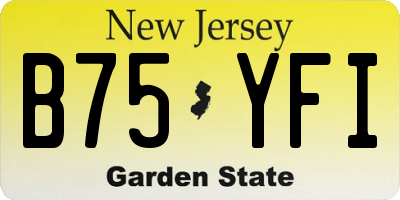 NJ license plate B75YFI