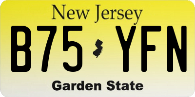 NJ license plate B75YFN