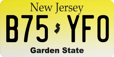 NJ license plate B75YFO