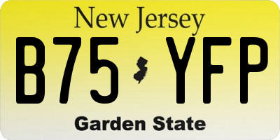 NJ license plate B75YFP