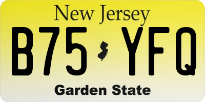 NJ license plate B75YFQ