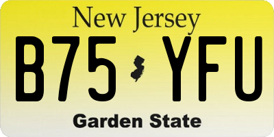 NJ license plate B75YFU